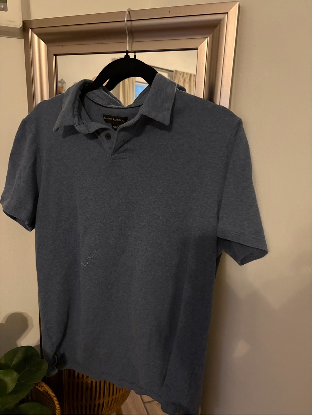 Banana Republic Men's Slate Blue Polo Shirt Large